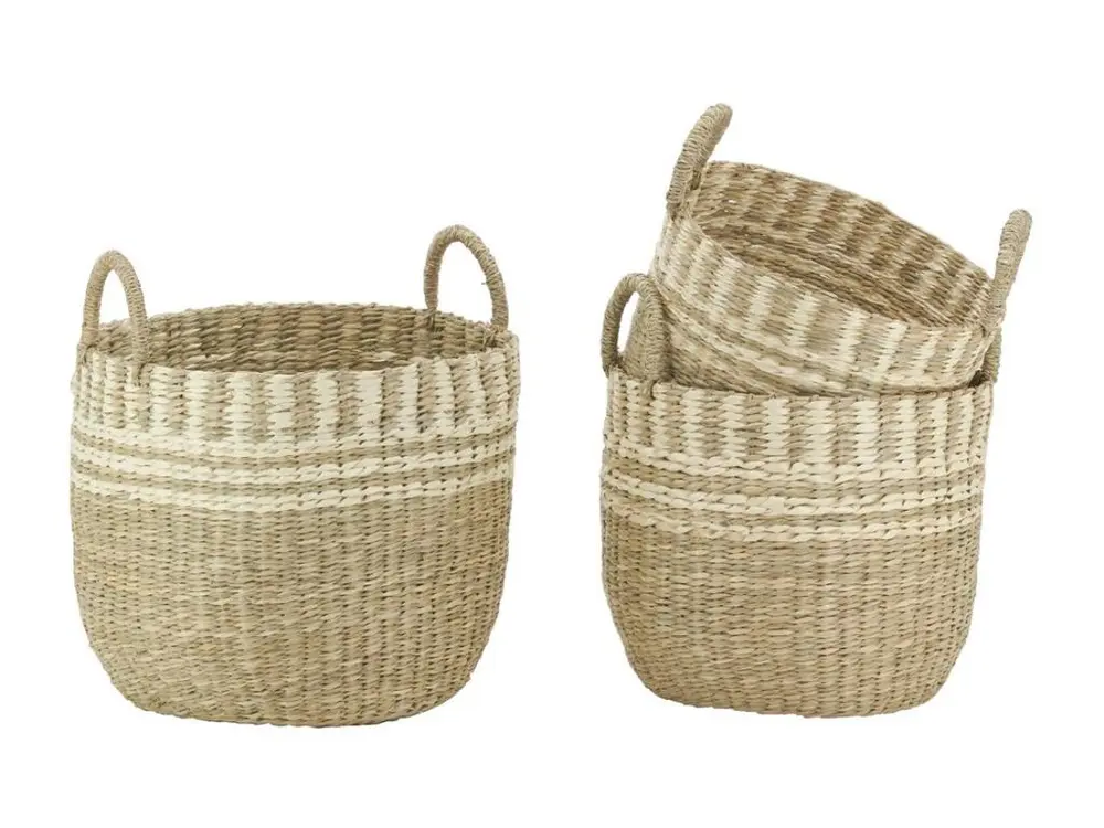 Cache-pots en jonc de mer naturel tressé (lot de 3)