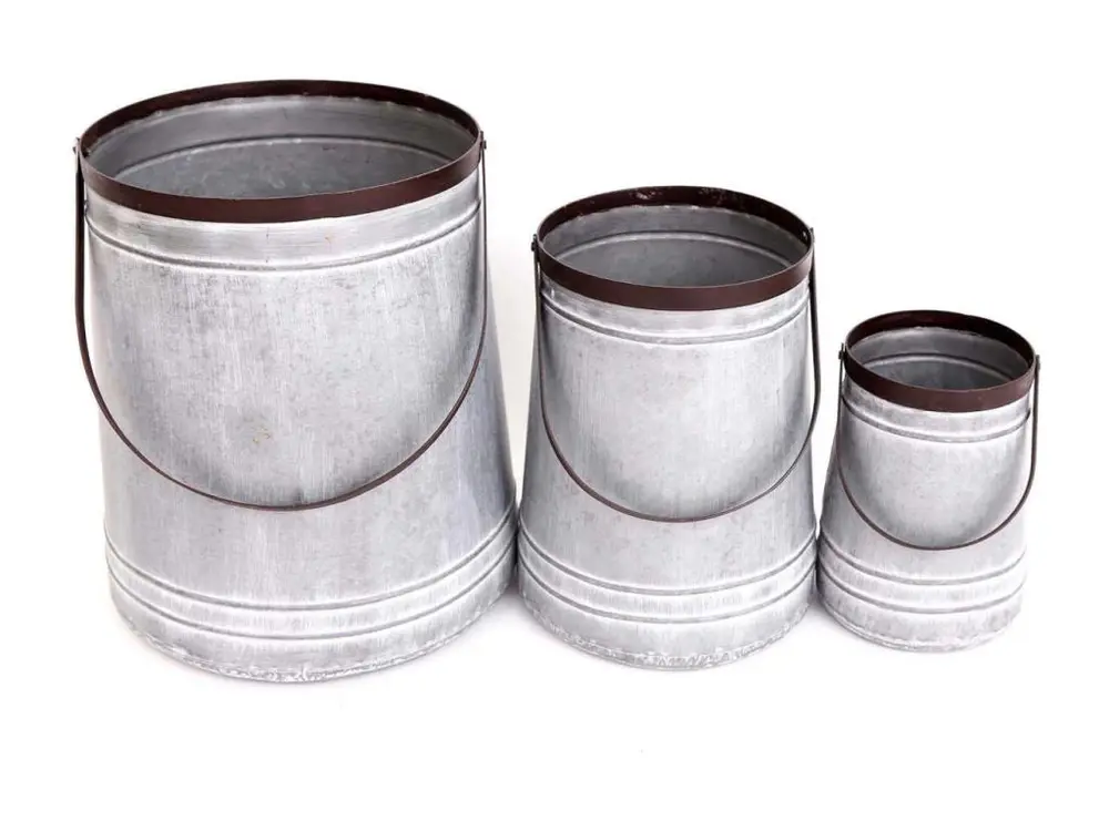 Ensemble de 3 pots porte-plante en zinc