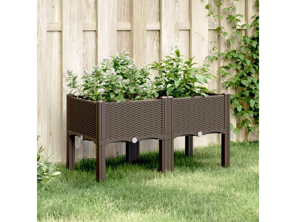 Jardinière avec pieds marron 80x40x42 PP