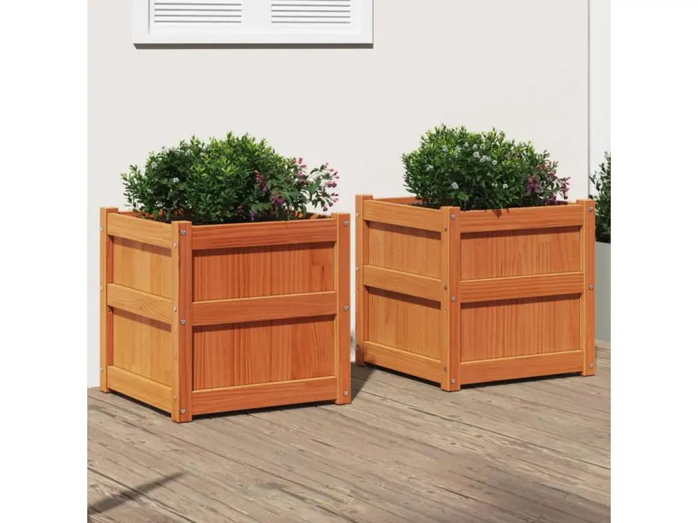 Jardinières 2 pcs marron bois de pin massif