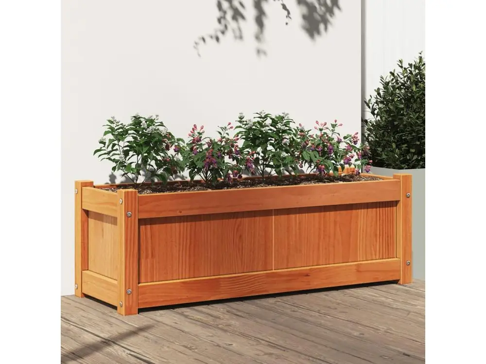 Jardinière marron 90x31x31 bois de pin massif