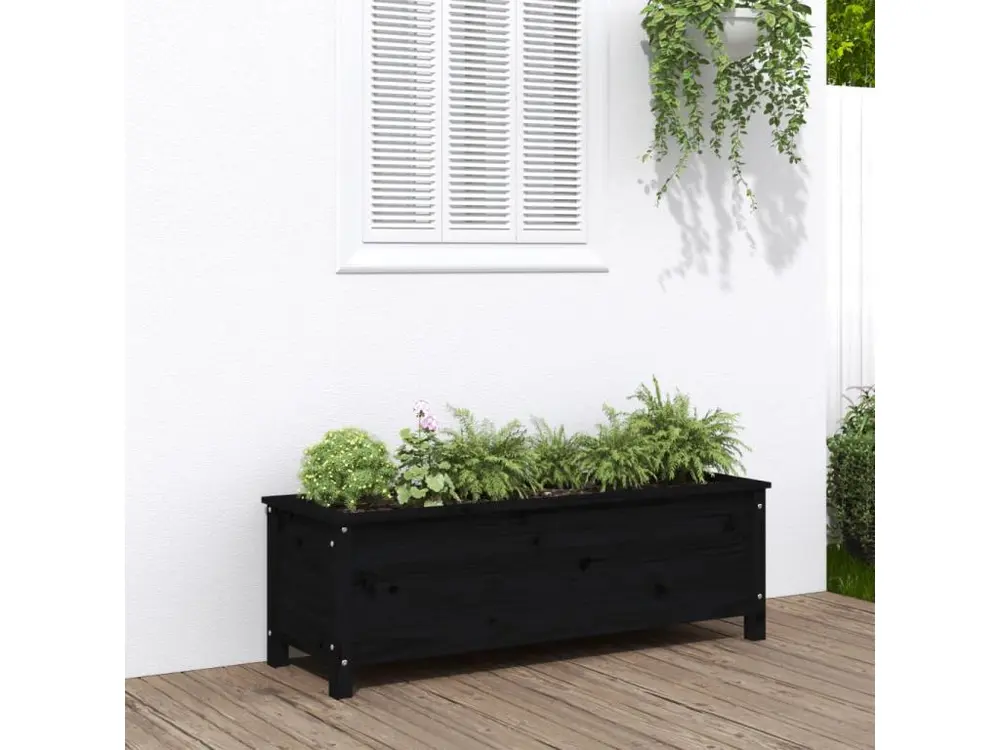 Lit surélevé de jardin noir 119,5x40x39 bois de pin massif