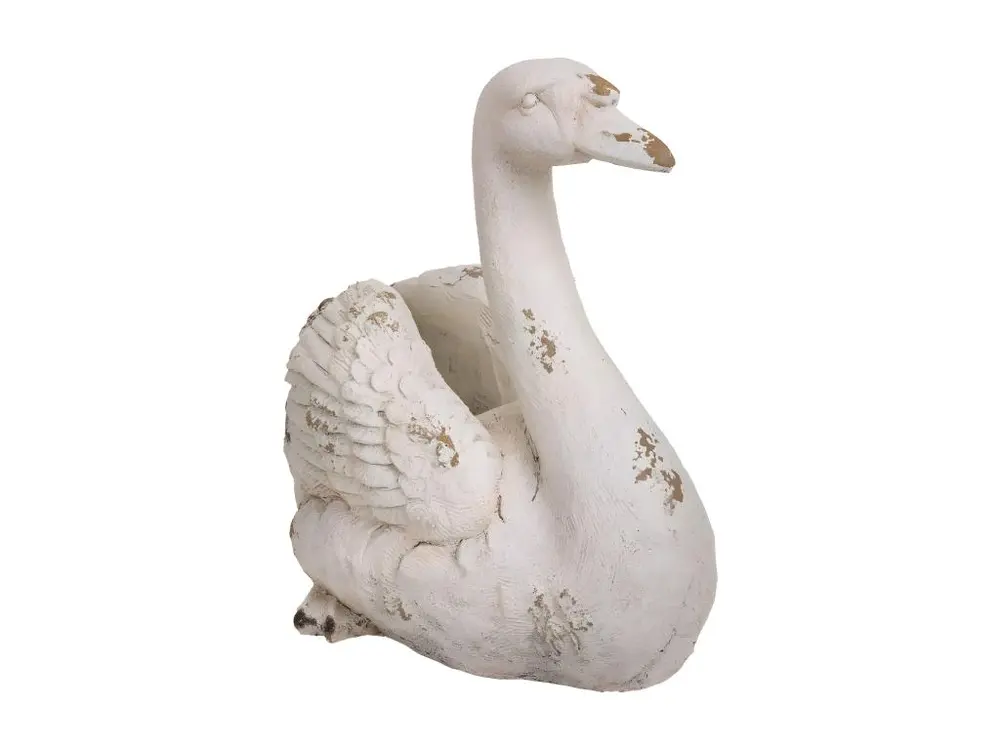 Cache-pot cygne décoratif en magnésie 51x35x48h