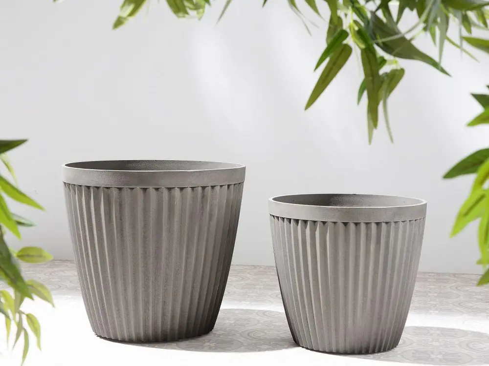 Lot de 2 pots de fleurs taupe ⌀ 44 cm POKA