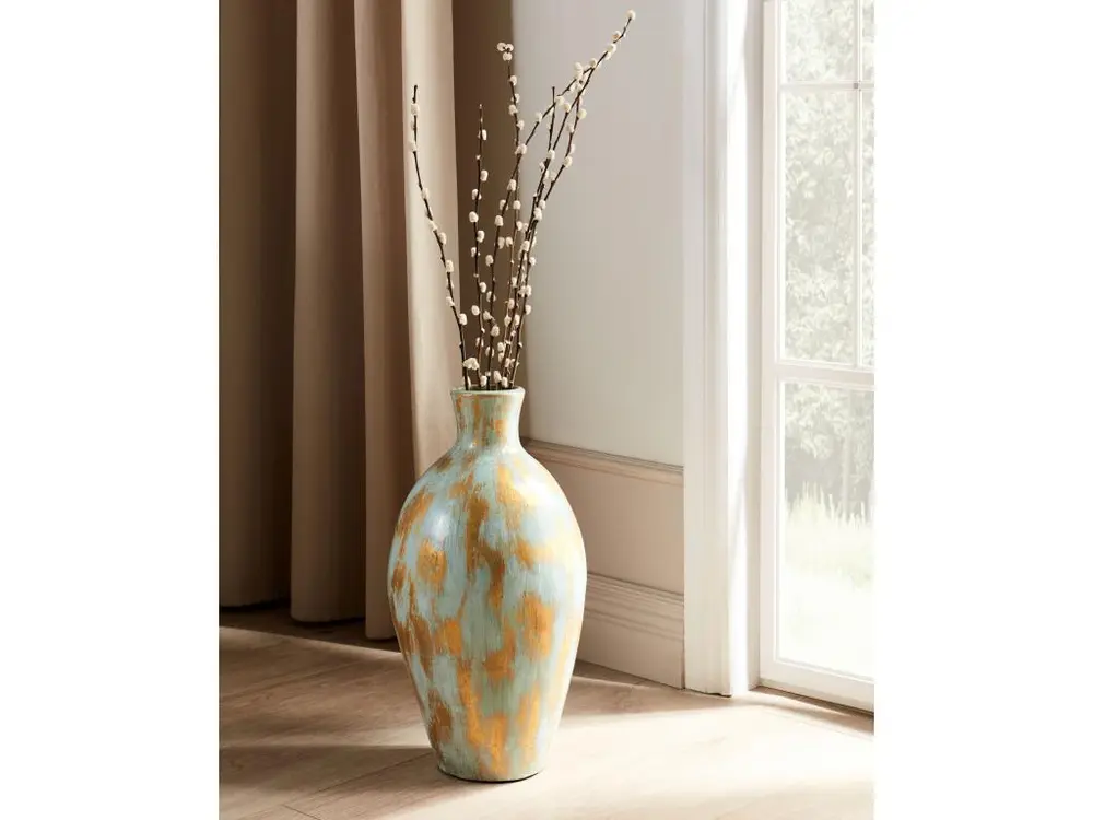 Vase décoratif bleu et doré 45 cm DIKAJA