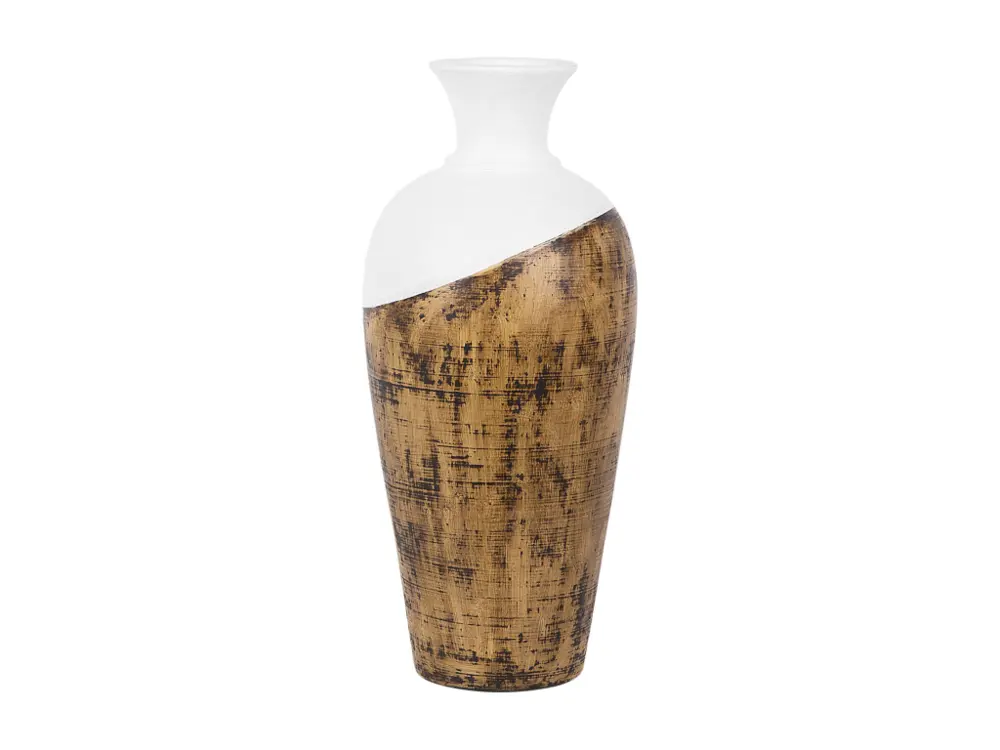 Vase décoratif blanc et bois clair 44 cm BONA