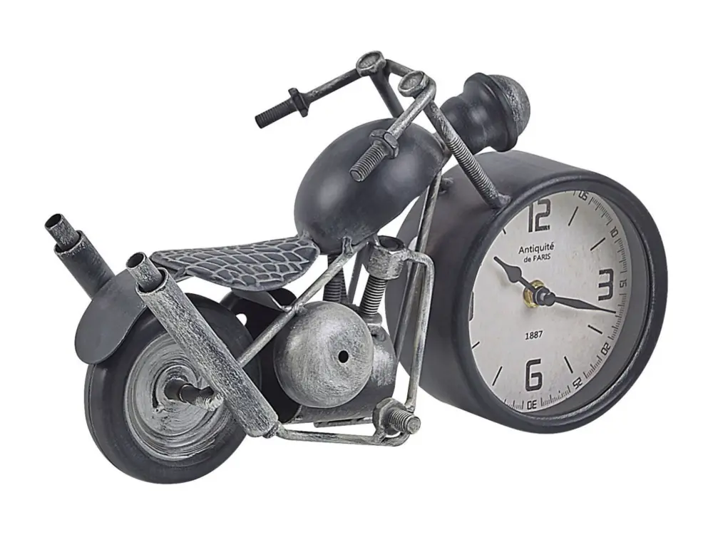 Horloge de table moto noire et argentée 19 cm BERNO