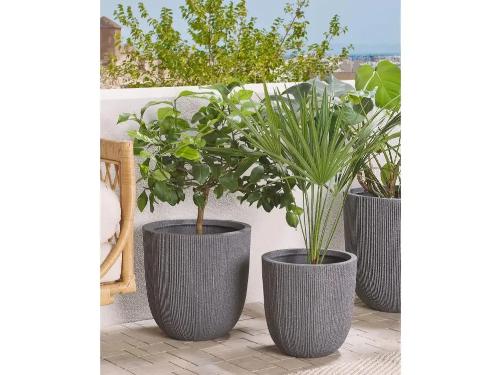 Cache-pot rond gris 37 x 37 x 38 cm CHIOS