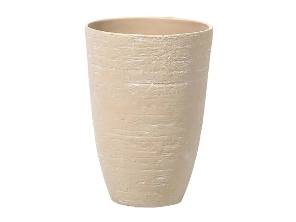 Petit cache-pot beige en pierre en forme de vase CAMIA