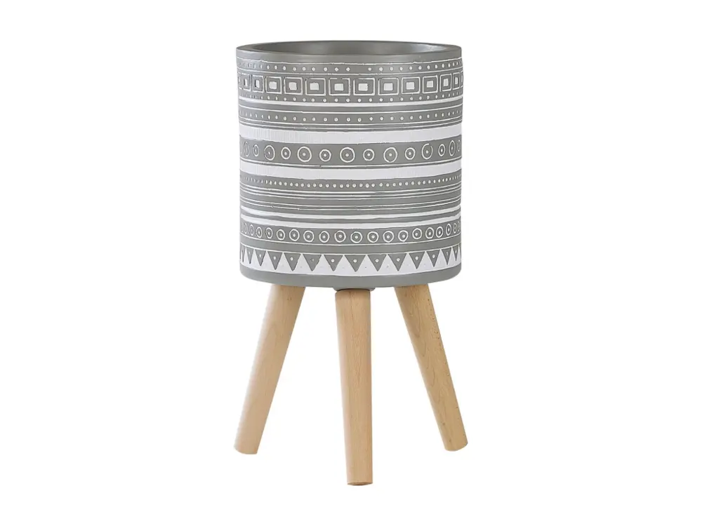 Cache-pot gris clair avec pieds en bois ⌀ 25 cm NAUSA