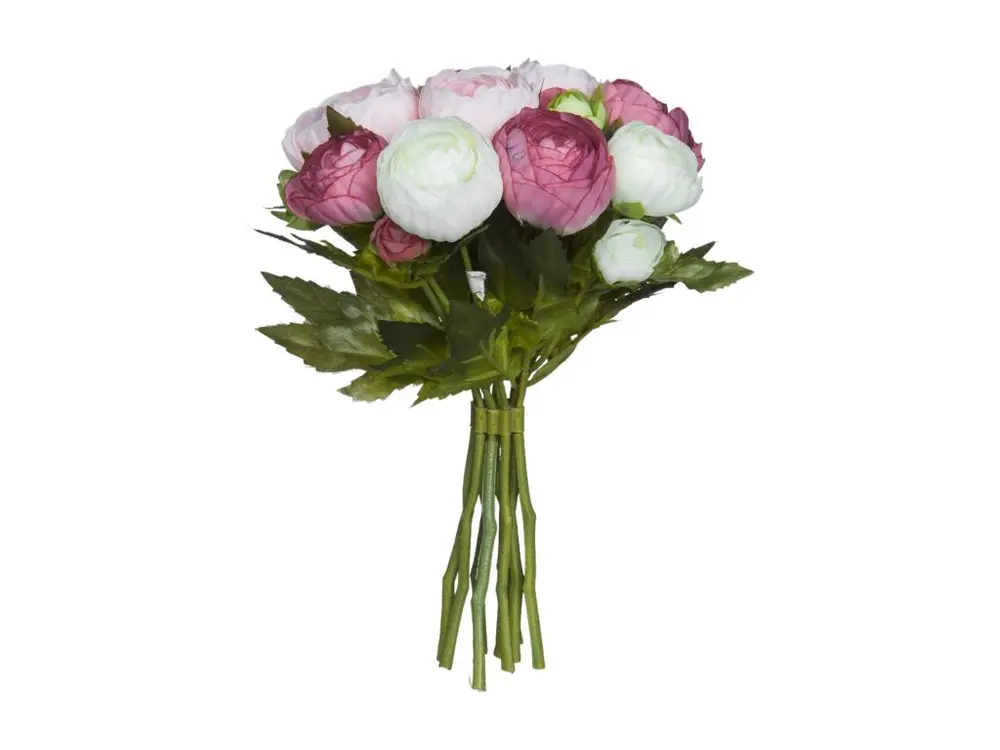 Bouquet en polyester - 22 x Ø19 - Rose - RANUNCULUS