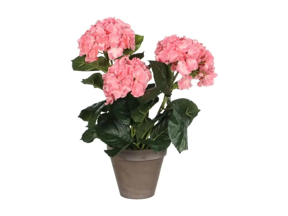 Plante artificielle en polyester et terre cuite - 40 x Ø35 - Rose - HYDRANGEA