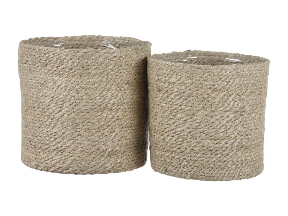 Ensemble de panier a plantes en jute et plastique - Ø20 x 20 - Crème - ATLANTIC