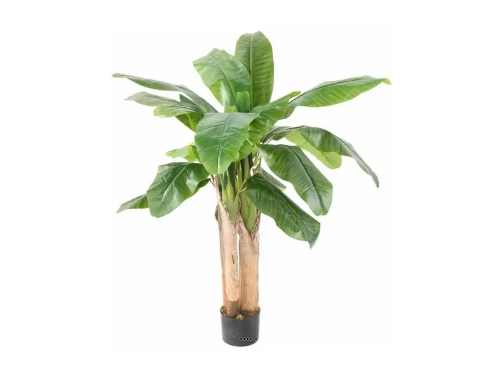 Bananier artificiel en pot 3 Troncs naturel H 132 cm Vert - choisissez votre hauteur: H 132 cm - couleur: Vert