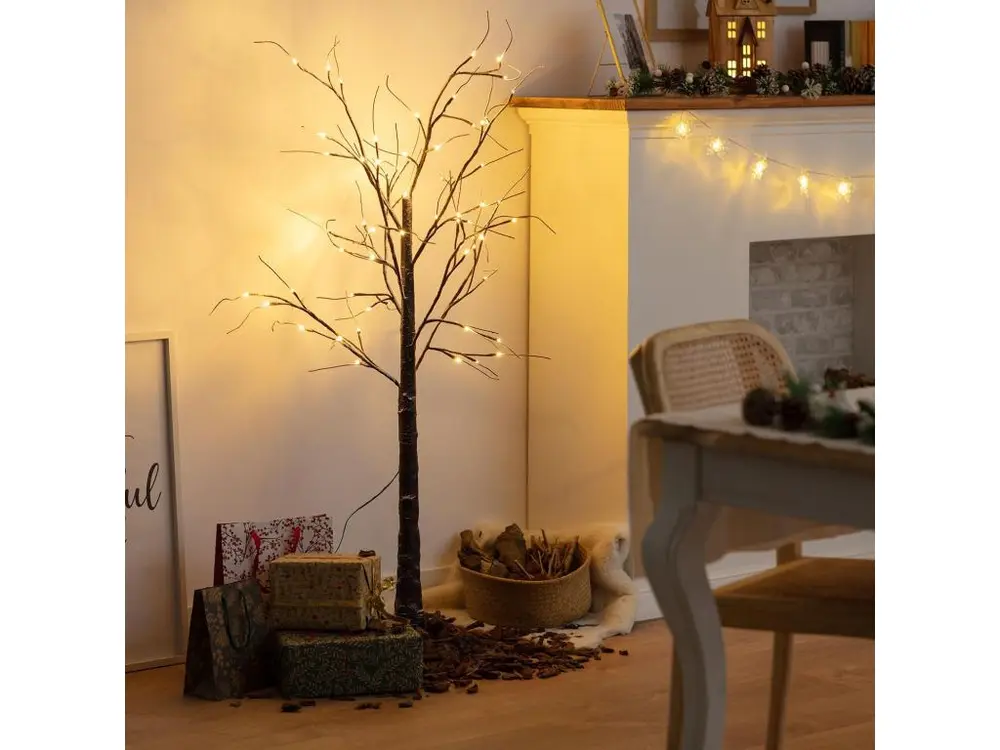 Sapin de Noël 64 LED 150cm Blanc Chaud Marron foncé