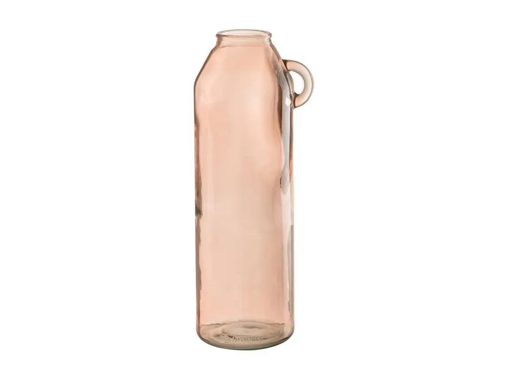 Vase anse cylindre verre rose clair 17x17x45cm