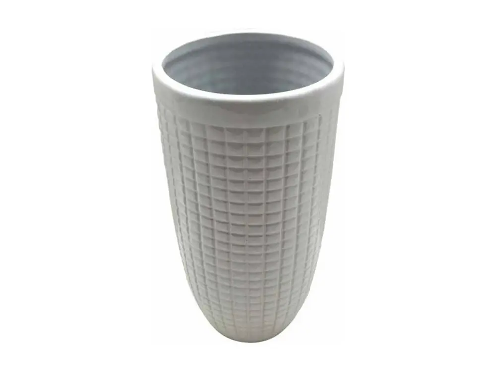 Vase Déco en Céramique "Quadri" 27cm Blanc