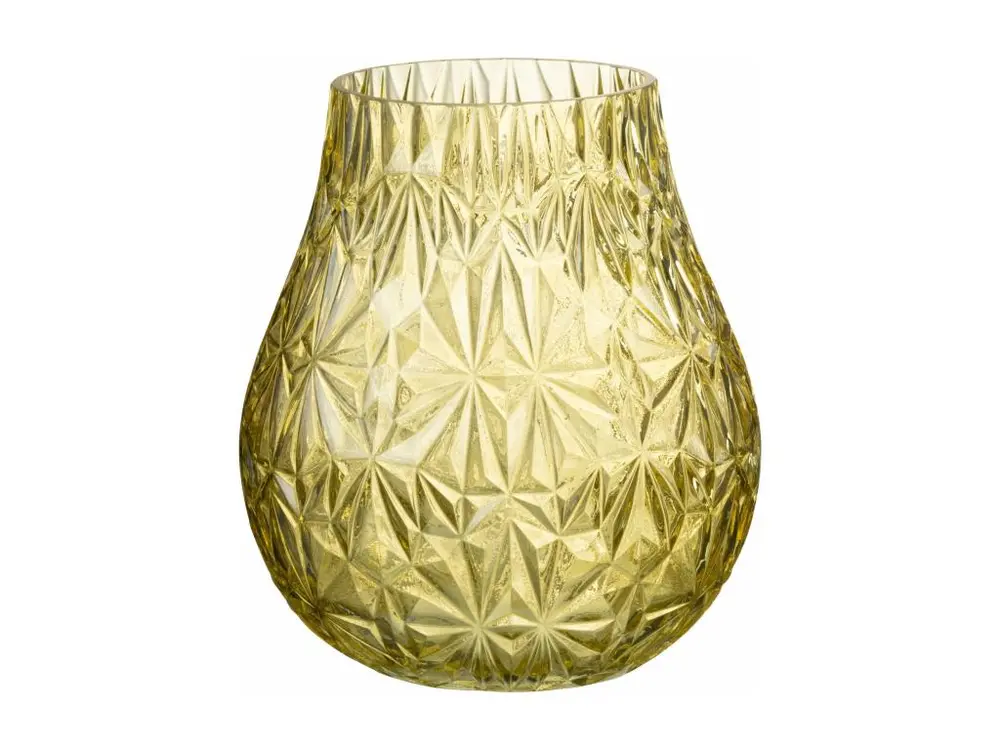 Vase nox taille verre jaune 18,8x18,8x21,5cm