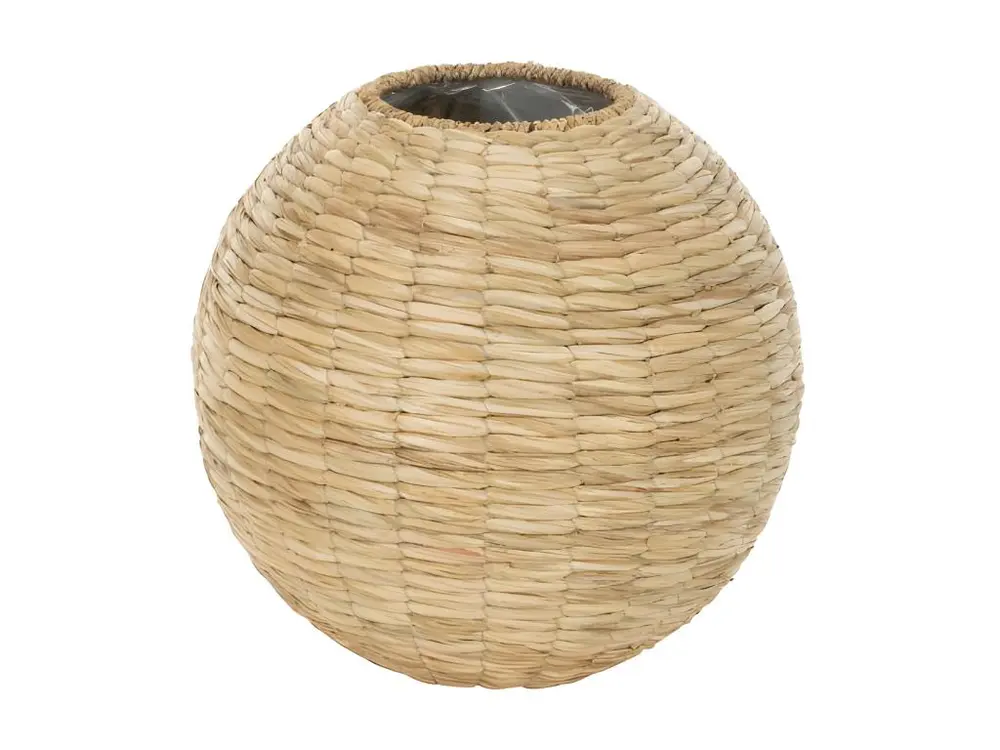 Vase boule en bois naturel 35x35x32 cm