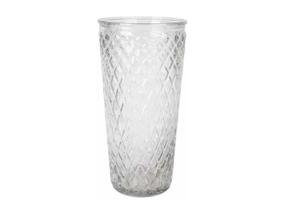 Vase Déco en Verre "Relief Losange" 23cm Transparent