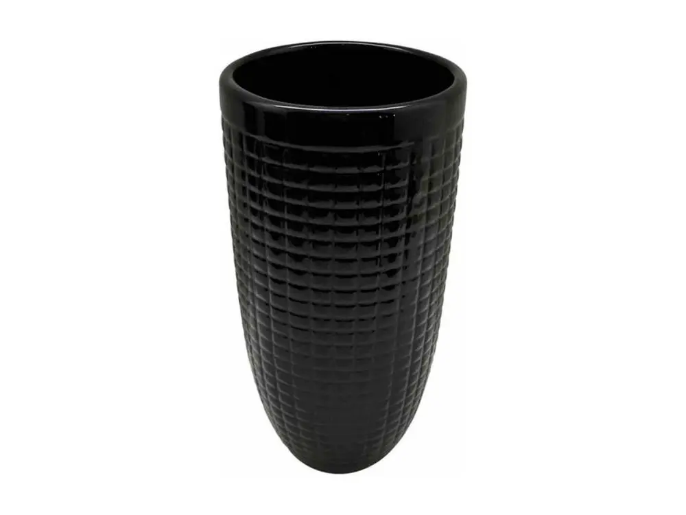 Vase Déco en Céramique "Quadri" 27cm Noir