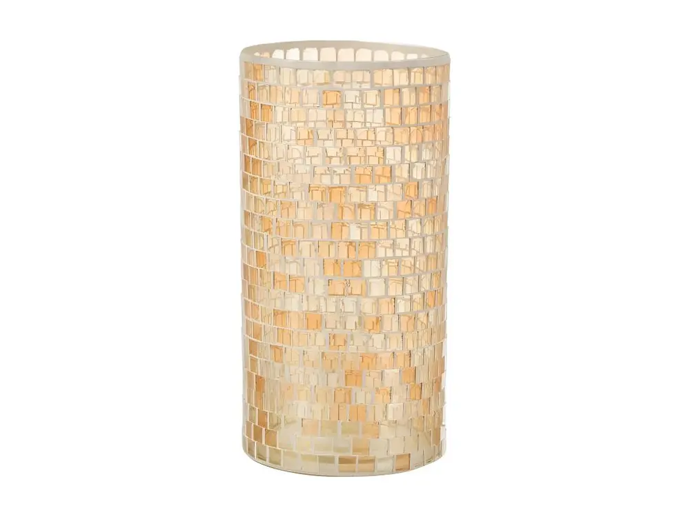 Vase cylindrique mosaiques en verre orange 15x15x29 cm