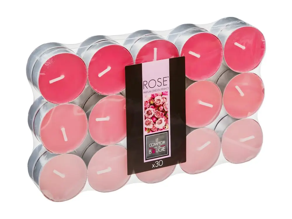 Lot de 30 Bougies Parfumées "Nina" 3cm Rose