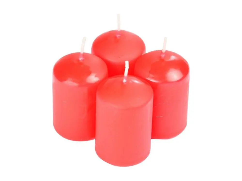 Lot de 4 Bougies Parfumées Piliers "Essentiel" 6cm Fraise