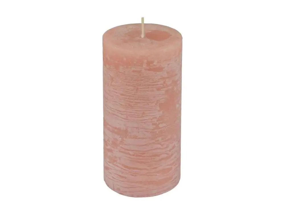 Bougie Pilier Déco "Rustique" 10cm Rose Poudré