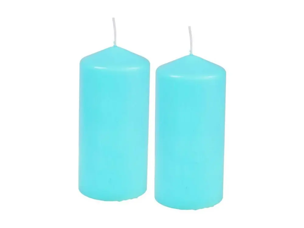 Lot de 2 Bougies Pilier "Essentiel" 10cm Bleu