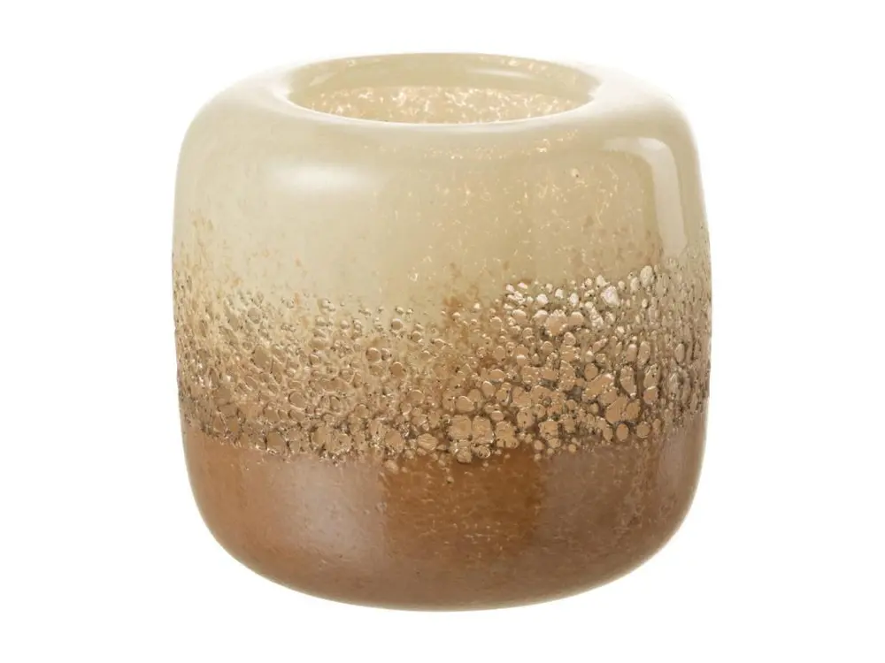 Vase opi verre marron/beige 14,2x14,2x13,2cm