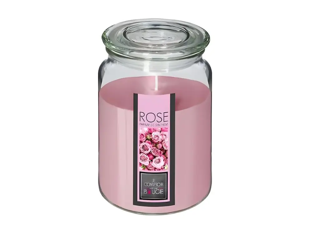 Bougie Parfumée en Verre "Couvercle" 510g Rose