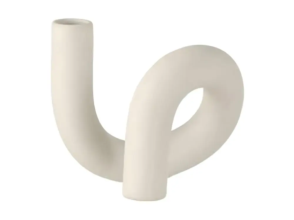 Bougeoir 1 Bougie Déco "Torsion" 17cm Blanc