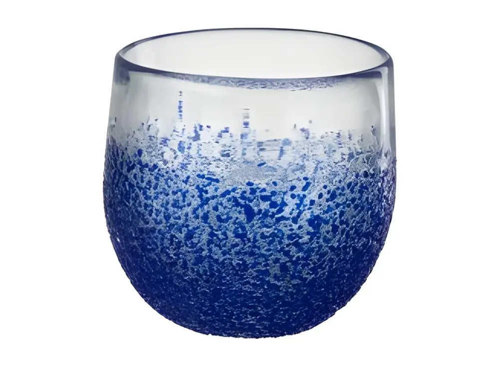 Photophore Design en Verre "Santorini" 10cm Bleu