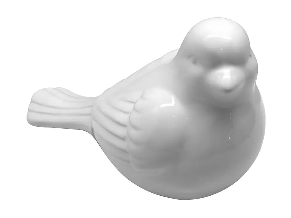 Statue en Céramique "Oiseau" 18cm Blanc