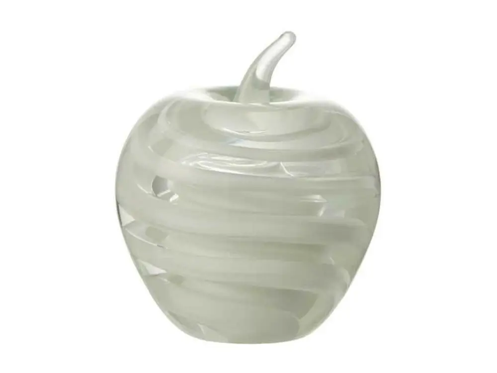 Statuette Déco "Pomme en Verre" 12cm Blanc