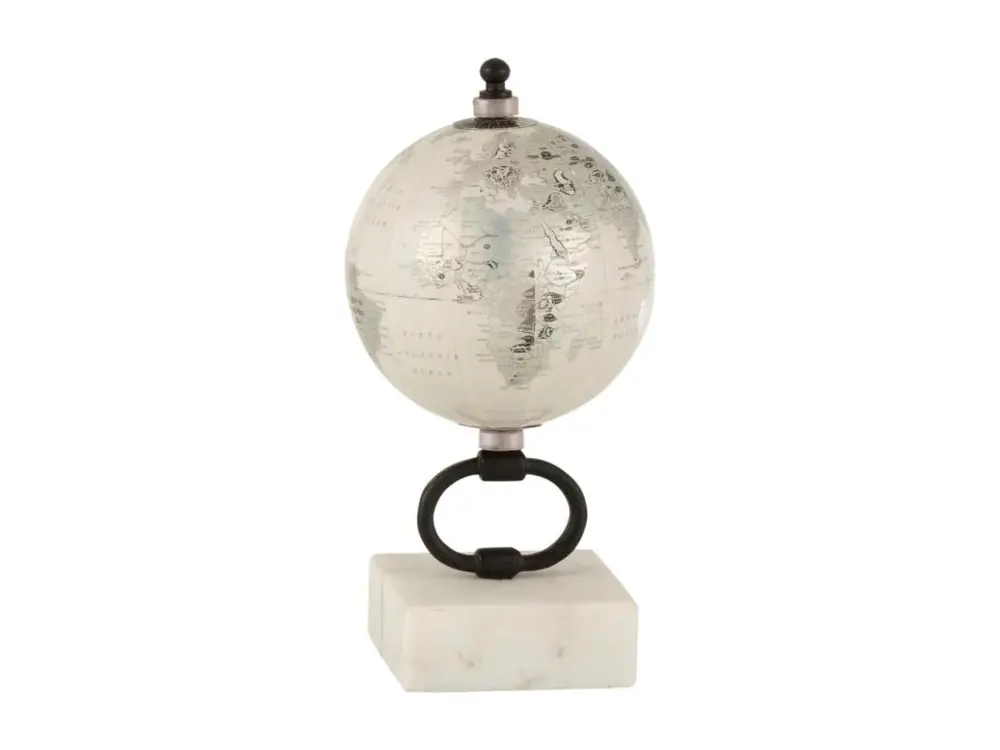 Globe sur Pied Marbre "Marbe" 20cm Blanc & Noir