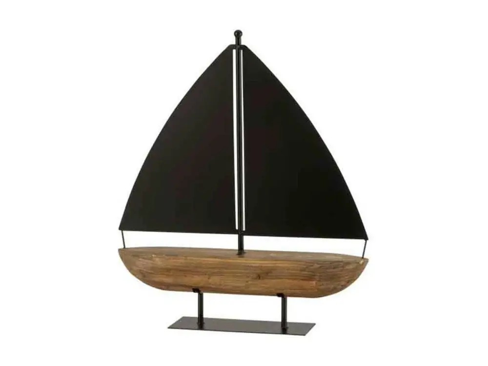 Statuette Déco "Bateau à Voiles" 53cm Marron & Noir