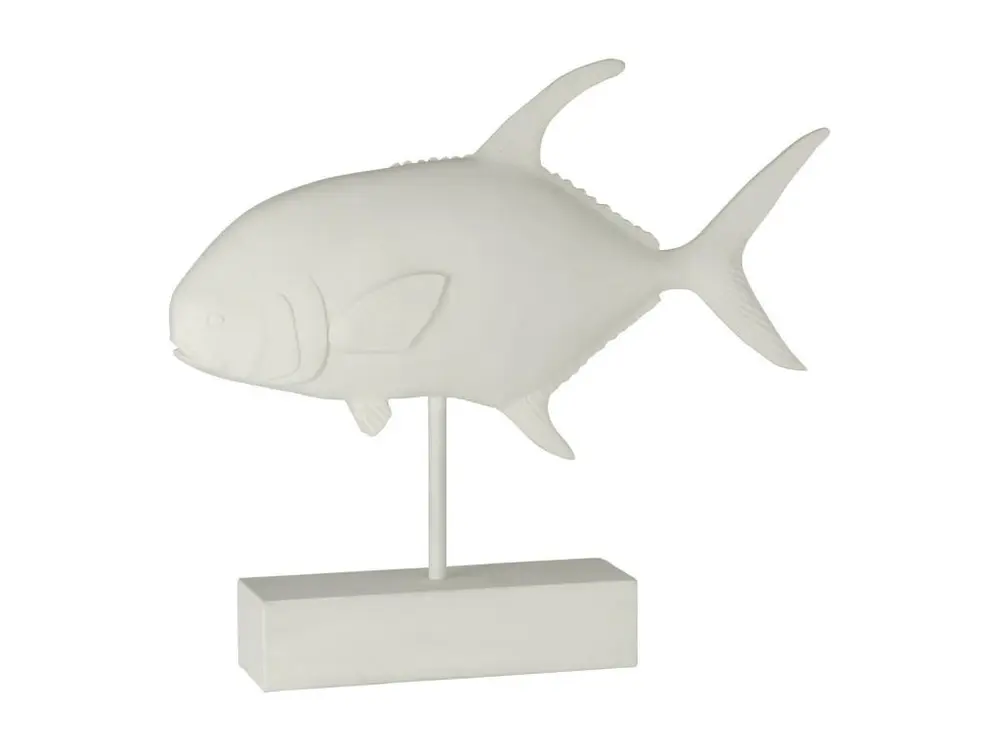 Statue Déco en Résine "Poisson" 51cm Blanc