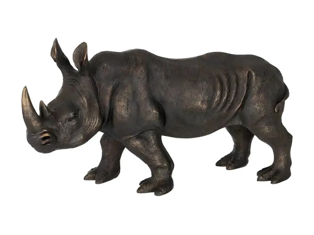 Statuette Déco "Rhinocéros" 63cm Bronze