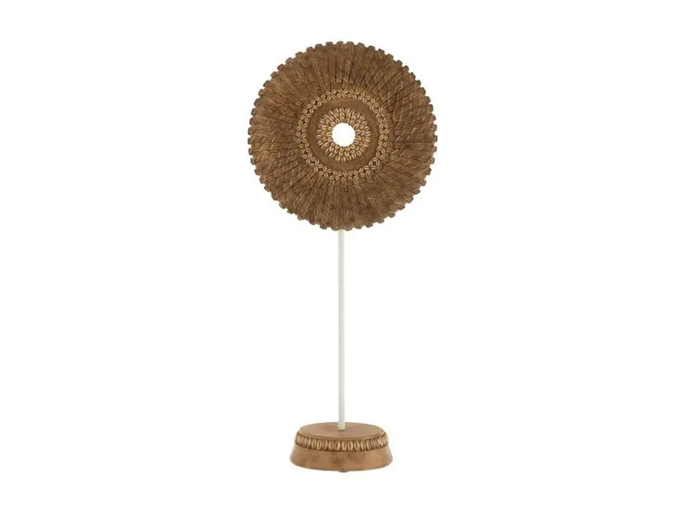 Statuette Déco "Cercle sur Pied" 62cm Marron & Blanc