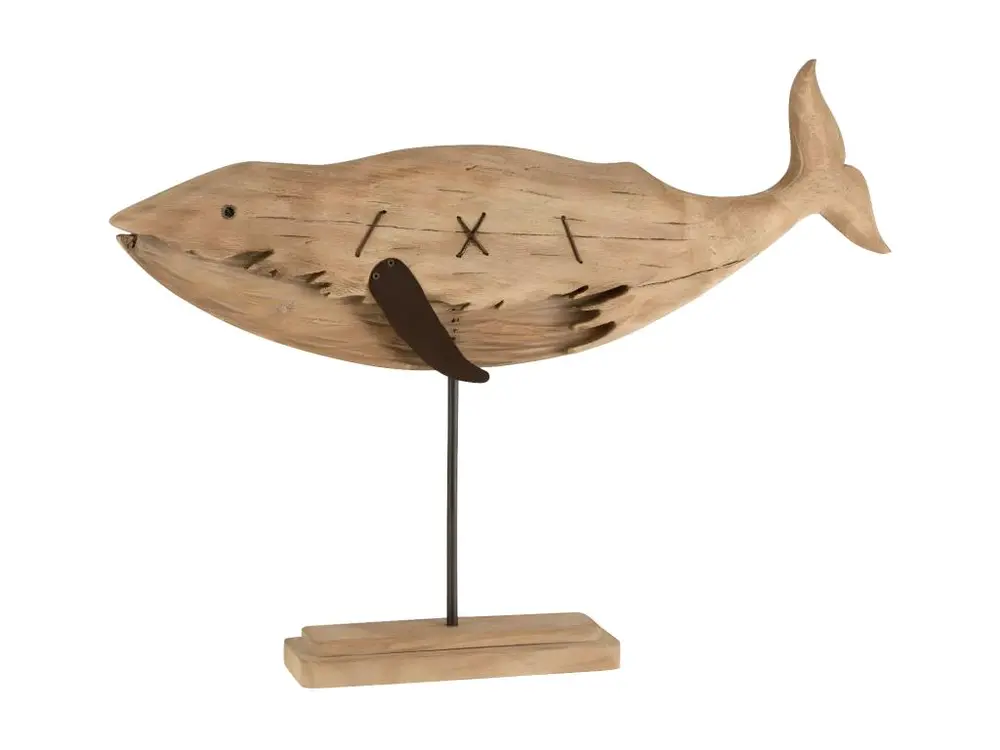 Statuette Déco en Bois "Baleine" 74cm Naturel