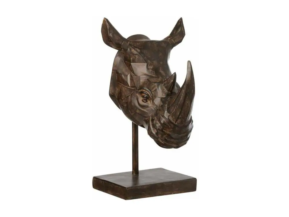 Statue Déco en Résine "Rhinocéros" 44cm Marron