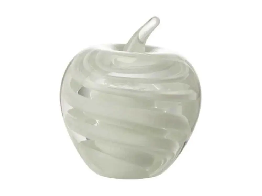 Statuette Déco "Pomme en Verre" 9cm Blanc