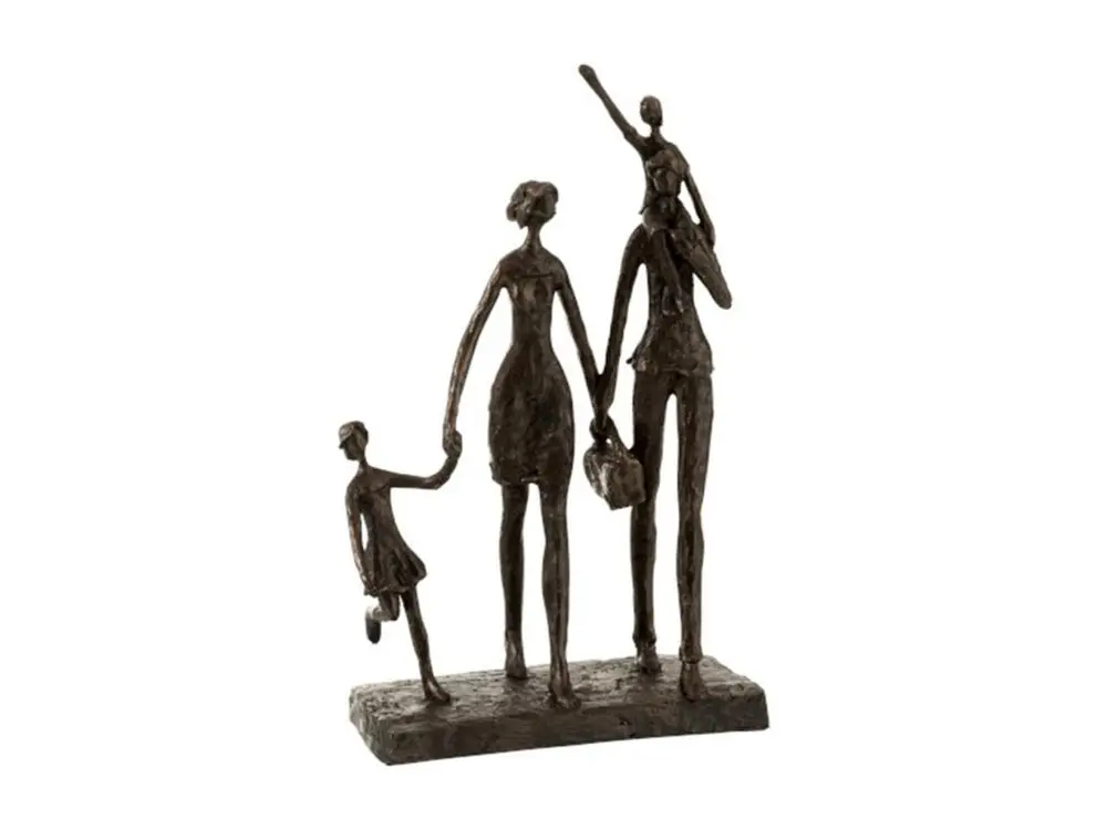 Statuette Déco "Famille en Promenade" 38cm Marron