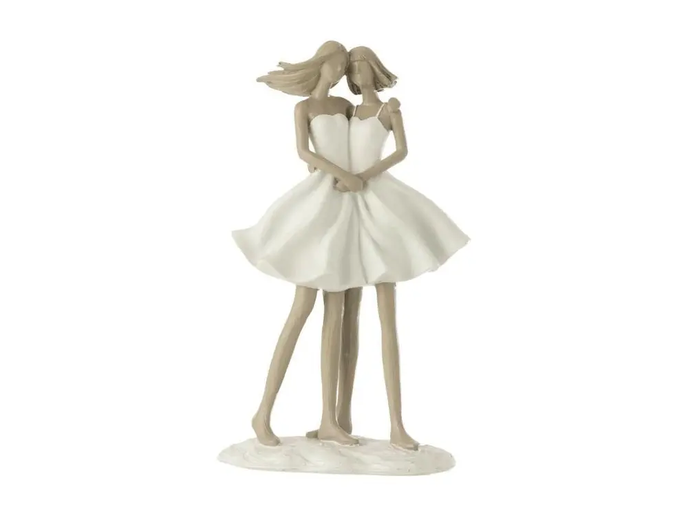 Statuette Déco "Yes I Do" 24cm Blanc & Taupe