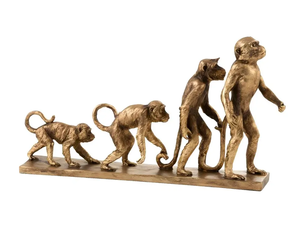 Statuette Déco "Singe Evolution" 43cm Or