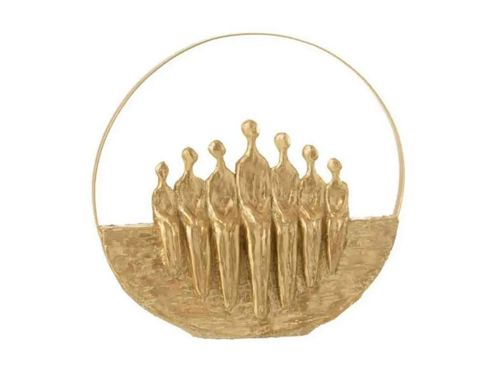 Statuette Déco "7 Personnages Cercle" 30cm Or