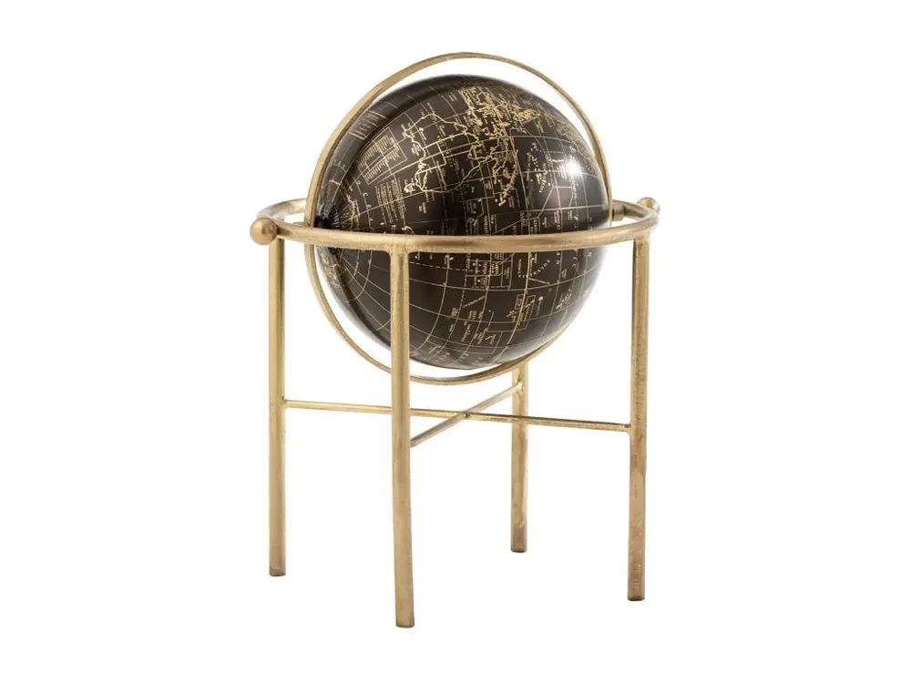 Globe Terrestre sur Pied "Vintage" 30cm Or & Noir