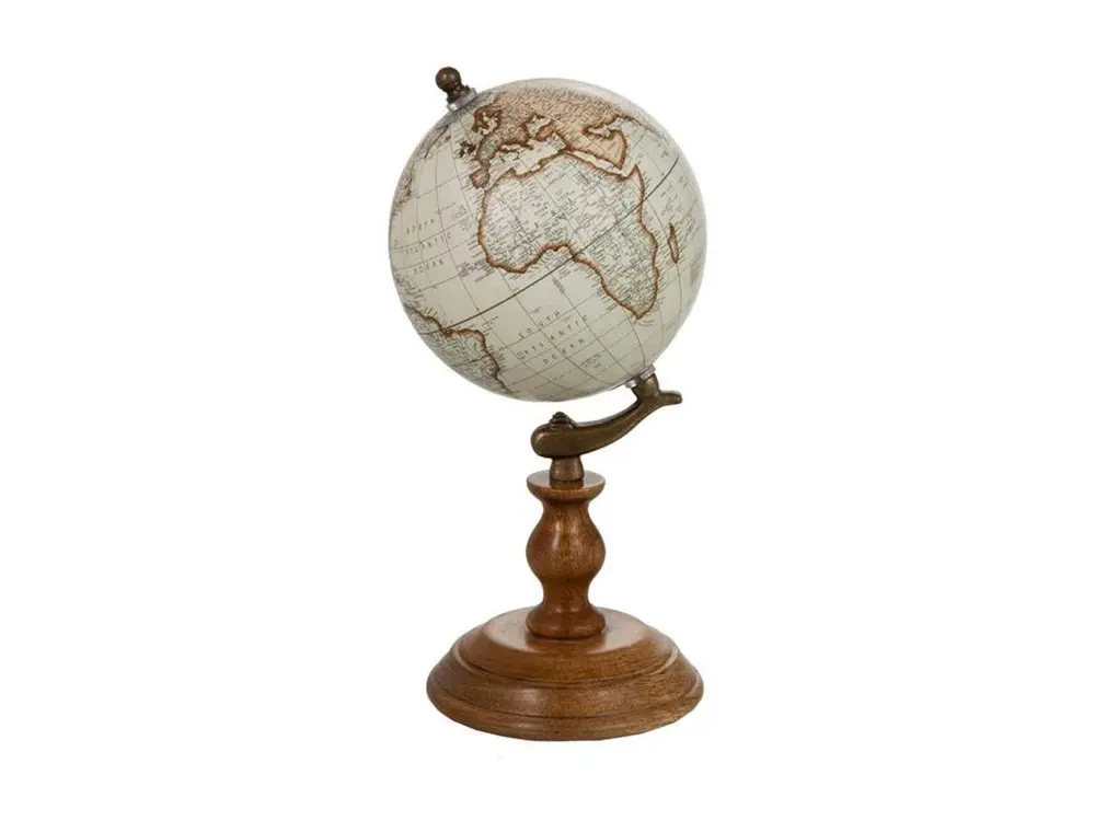 Statuette Déco sur Pied "Globe" 28cm Naturel